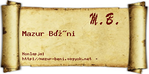 Mazur Béni névjegykártya